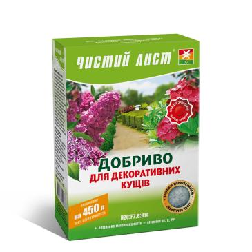 Добриво мінеральне Чистий лист N20:P7,6:K14 Для декоративних кущів, 300 г фото 1